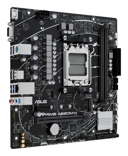 Tarjeta Madre Asus PRIME A620M-K 2xDDR5 96GB 6400Mhz HDMI VGA PCIe 4.0 M.2 S AM5 Ryzen mATX
