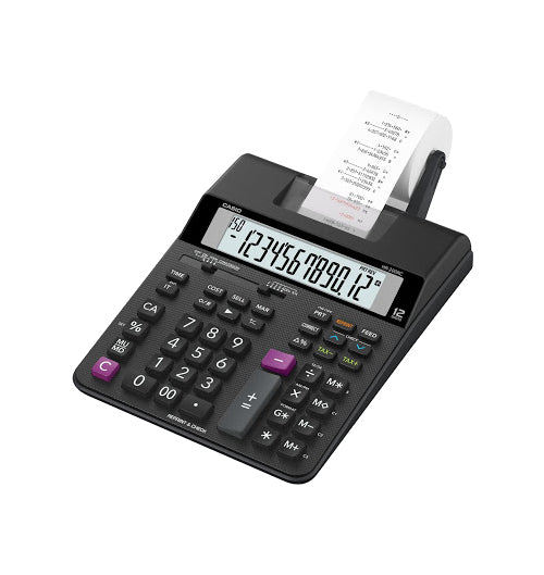 Calculadora Casio con impresora tipo Sumadora HR-200RC negro pantalla LCD  Costo Venta y Margen 150 pasos