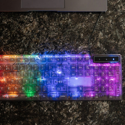 Kit Gamer Perfect Choice Teclado Transparente + Mouse Helumo Alámbrico Ergonómico y Resistente