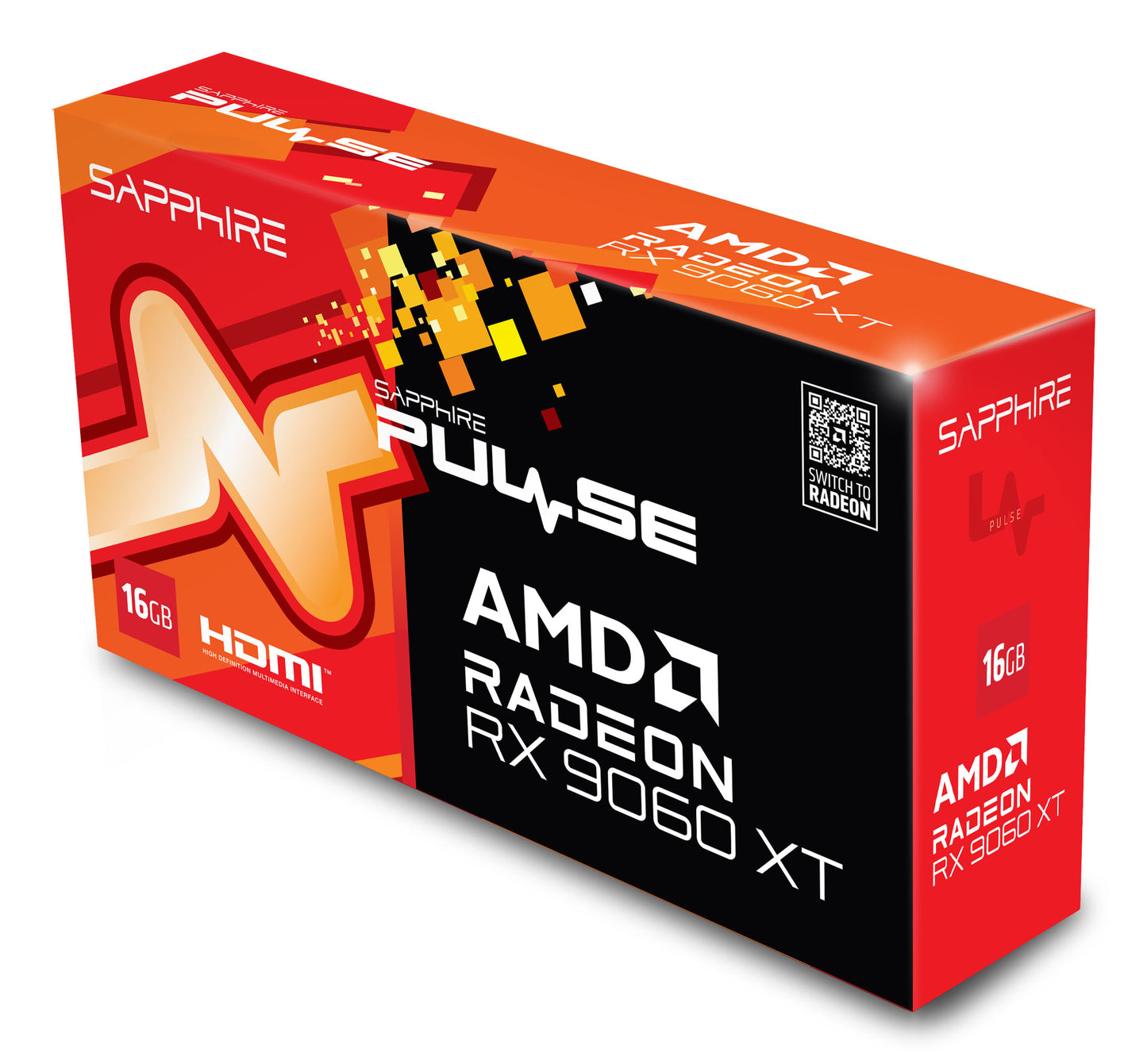 Tarjeta de Video Sapphire Pulse Radeon RX 9060 XT OC 16GB Dual Fan GDDR6 128-bit PCIe 5.0 HDMI DP