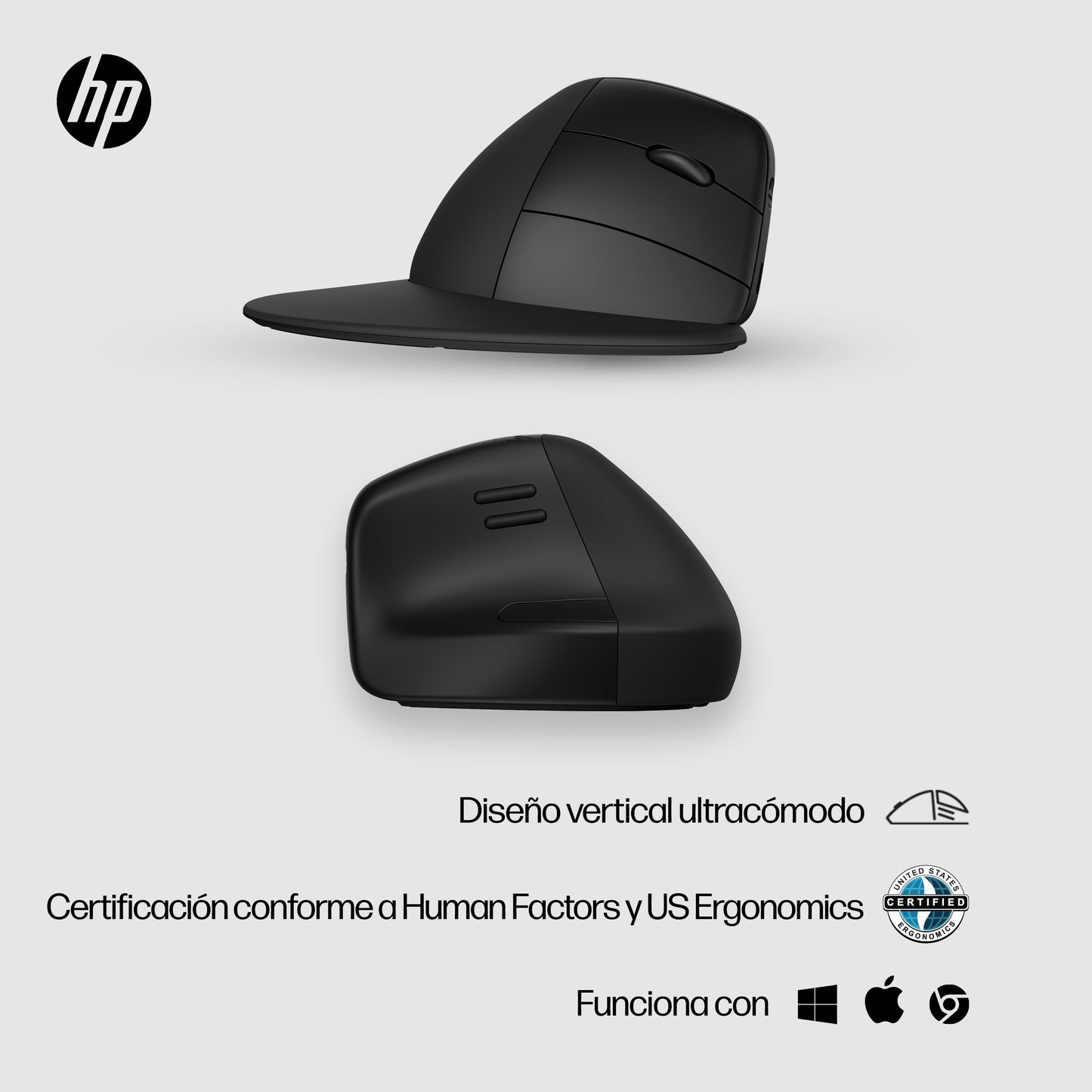 HP 925 Ergonomic Vertical Wireless Mouse ratón Oficina Diestro RF inalámbrico + bluetooth 4000 DPI