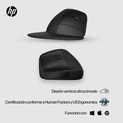 HP 925 Ergonomic Vertical Wireless Mouse ratón Oficina Diestro RF inalámbrico + bluetooth 4000 DPI