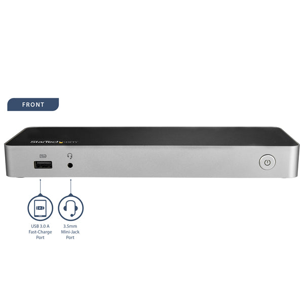 StarTech.com DK30CHDDPPD base para laptop o replicador de puertos Alámbrico USB 3.2 Gen 1 (3.1 Gen 1) Type-C Negro, Plata