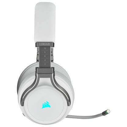 Audífonos Corsair (CA-9011186-NA) Virtuoso Inalámbricos 7.1 Canales USB-C/Micrófono Comp. PC RGB Blanco