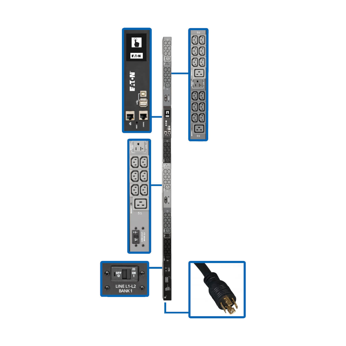 Tripp Lite PDU3EVN6L2130 unidad de distribución de energía (PDUs) 45 salidas AC Negro, Gris