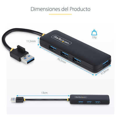 StarTech.com H5A4A-USB-HUB nodo concentrador USB 3.2 Gen 1 (3.1 Gen 1) Type-A 5000 Mbit/s Negro