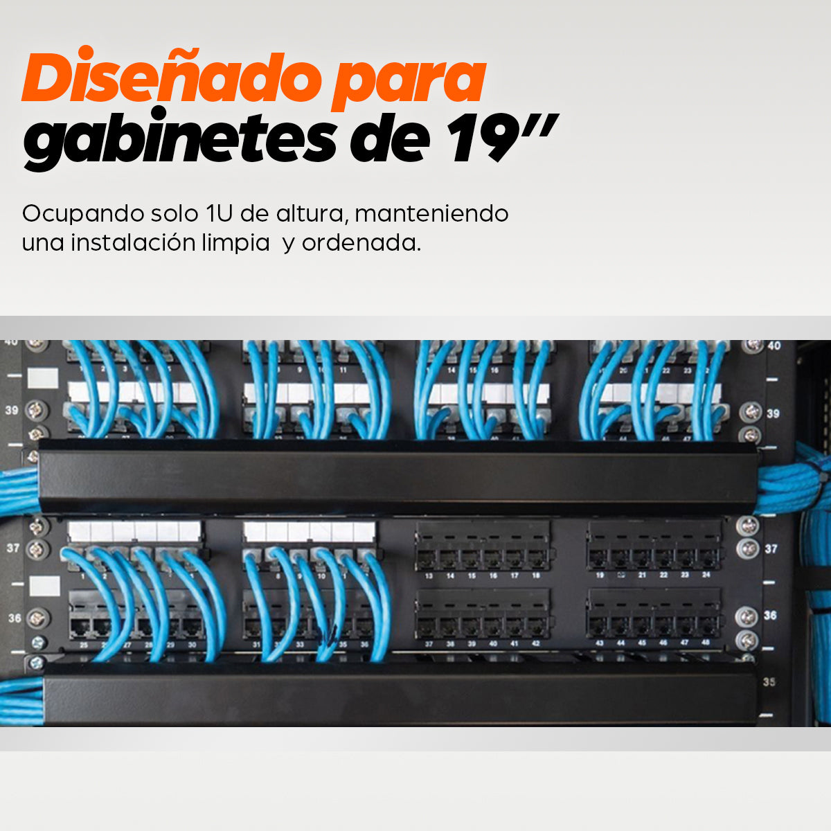 Organizador Intellinet Cables 19" 1U Horizontal Metalico Color Negro