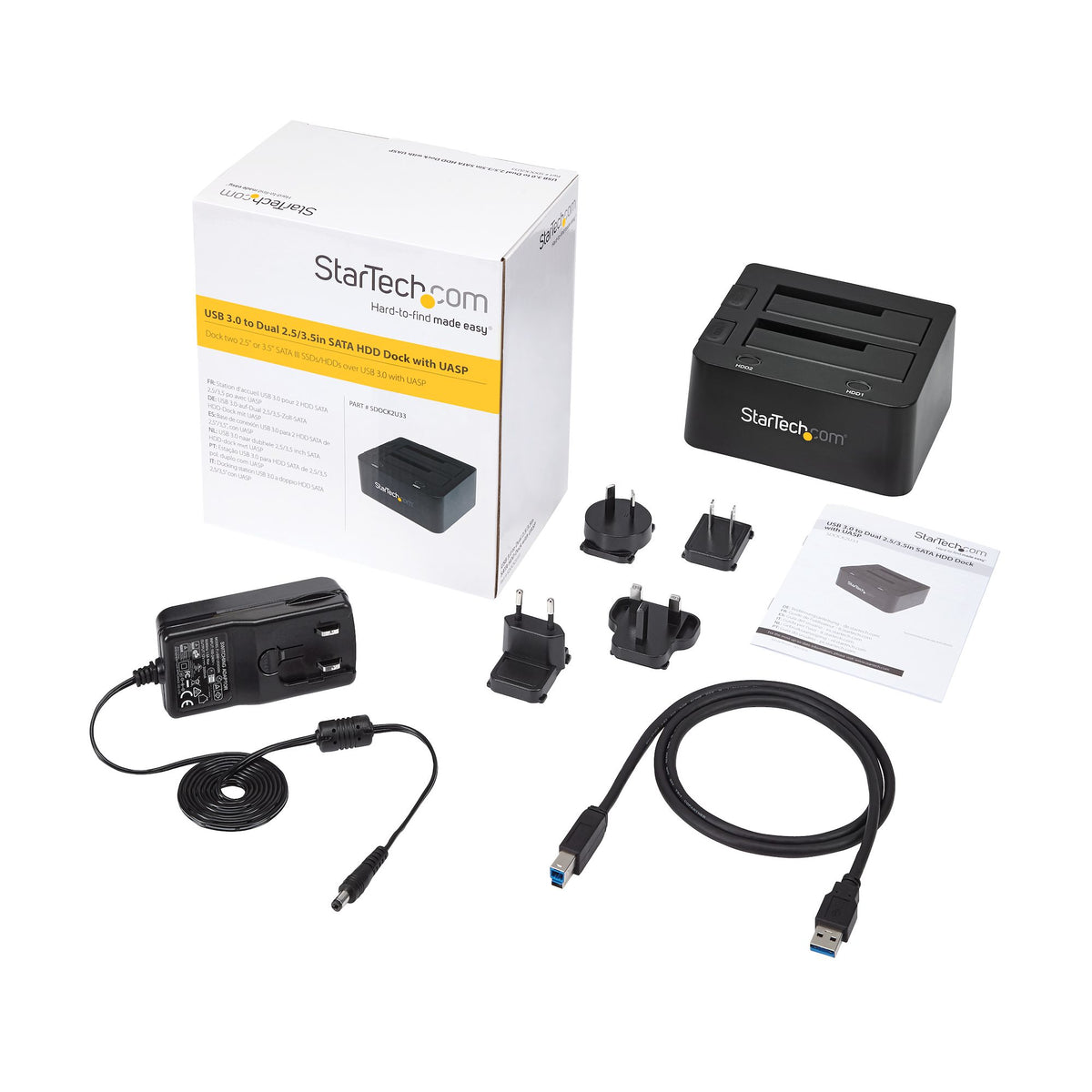 StarTech.com SDOCK2U33 base de conexión para disco duro USB 3.2 Gen 1 (3.1 Gen 1) Type-B Negro