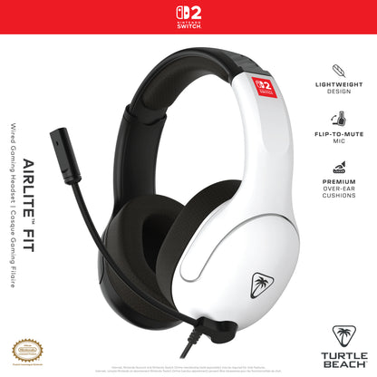 Auriculares de juego con cable Turtle Beach Airlite Fit  White Black para Nintendo Switch 2