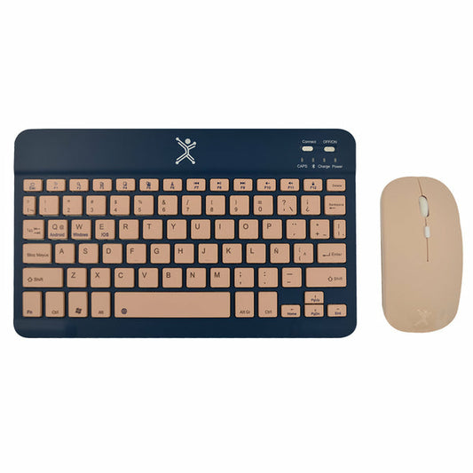 KIT TECLADO Y MOUSE PERFECT CHOICE COMPACTO BLUETOOTH 2 EN 1 GENOVA - AZUL