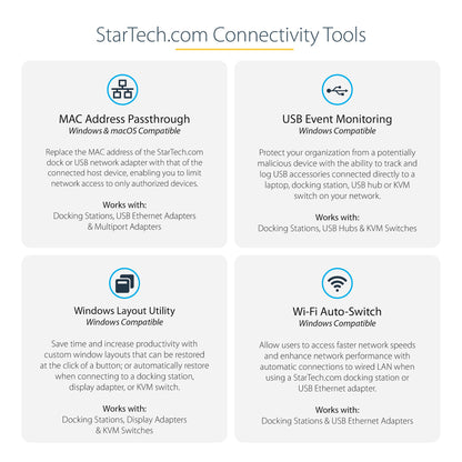 StarTech.com DKT30CHVAUSP base para laptop o replicador de puertos Alámbrico USB 3.2 Gen 1 (3.1 Gen 1) Type-C Negro, Gris