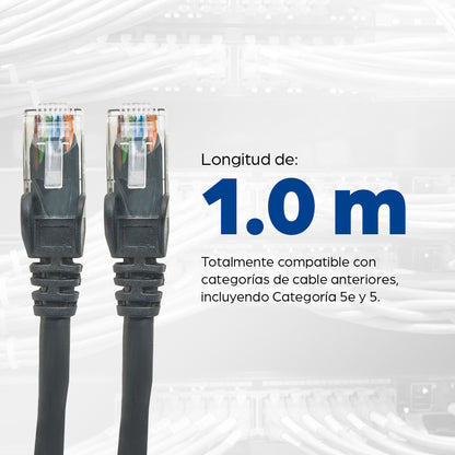 Cable Intellinet Red Cat6 UTP RJ45 M-M 1m Color Negro