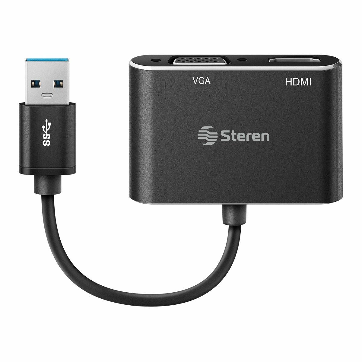 Adaptador Steren USB 3.0 a HDMI/VGA Color Negro