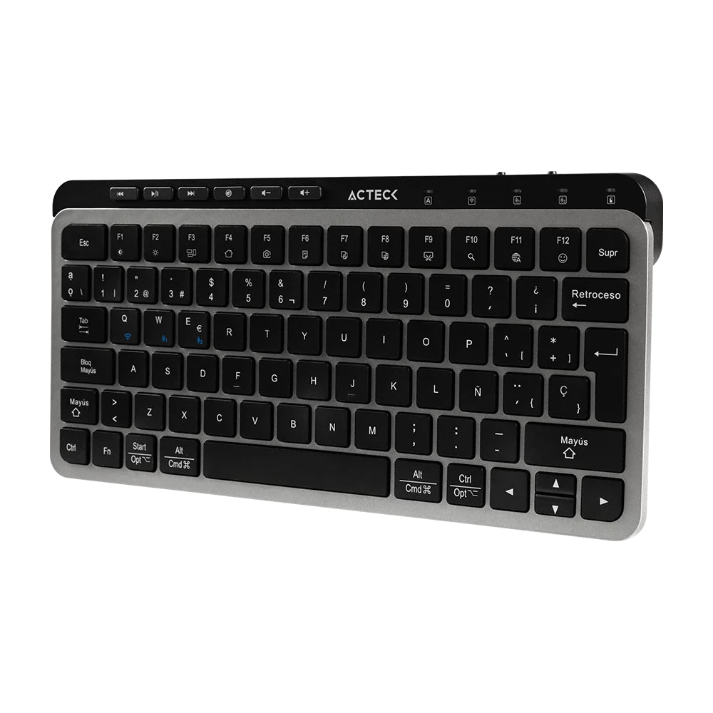 Acteck Creator Krea MK750 teclado Ratón incluido Universal RF inalámbrico + bluetooth QWERTY Español Negro, Gris