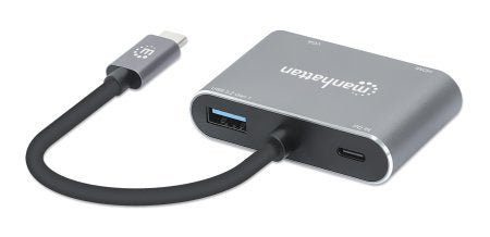 Manhattan 130691 base para laptop o replicador de puertos Alámbrico USB 3.2 Gen 1 (3.1 Gen 1) Type-C Gris