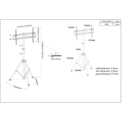 Manhattan 461412 soporte para TV 177.8 cm (70") Negro