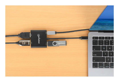 Convertidor USB-C Manhattan a HDMI 2 puertos 4K - MST