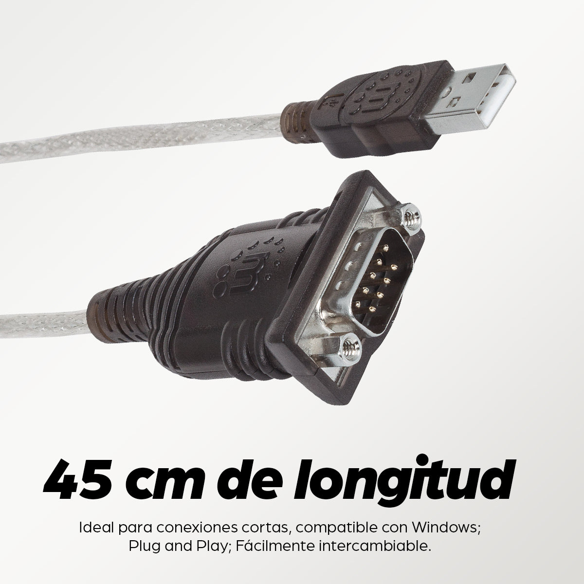 Convertidor Manhattan USB a Serial DB9M 45cm Bolsa