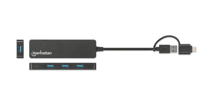 Manhattan 180863 nodo concentrador USB 3.2 Gen 1 (3.1 Gen 1) Type-A + Type-C 5000 Mbit/s Negro