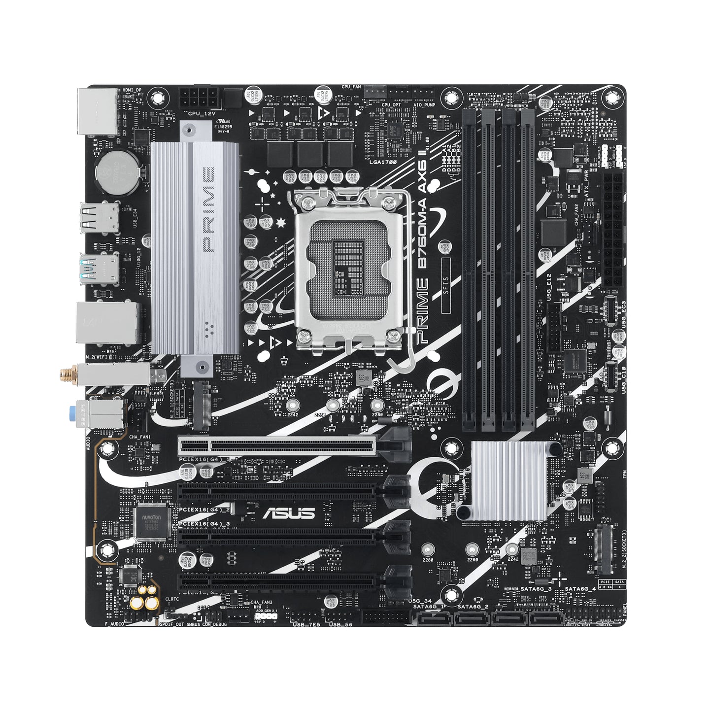 Tarjeta Madre ASUS PRIME B760M-A AX6 II S-1700 4xDDR5 HDMI DisplayPort Micro ATX