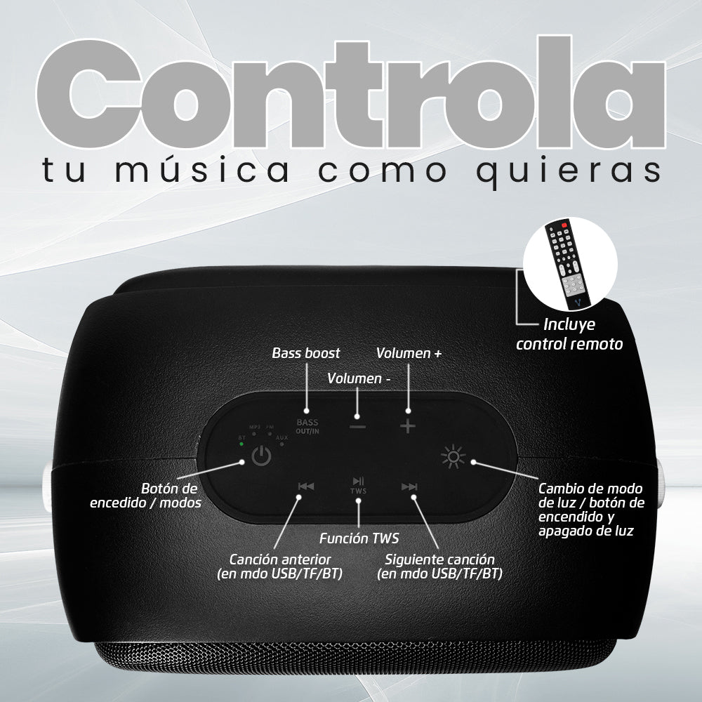 Mini Bafle Vorago KSP-455 40 W Recargable 1 Micrófono Inalámbrico C/Correas TWS IPX5 Bluetooth