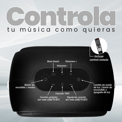 Mini Bafle Vorago KSP-455 40 W Recargable 1 Micrófono Inalámbrico C/Correas TWS IPX5 Bluetooth