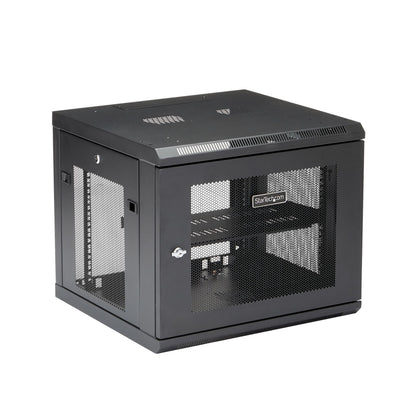 Gabinete rack de pared StarTech.com RK920WALM de 19", 9U, 4 postes, con estante 1U, negro