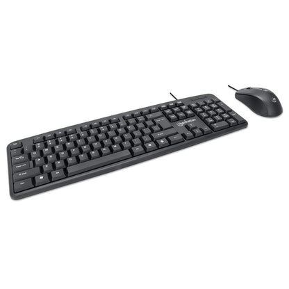 Kit Teclado y Mouse Manhattan Óptico Cableado 1000 ppp Color Negro
