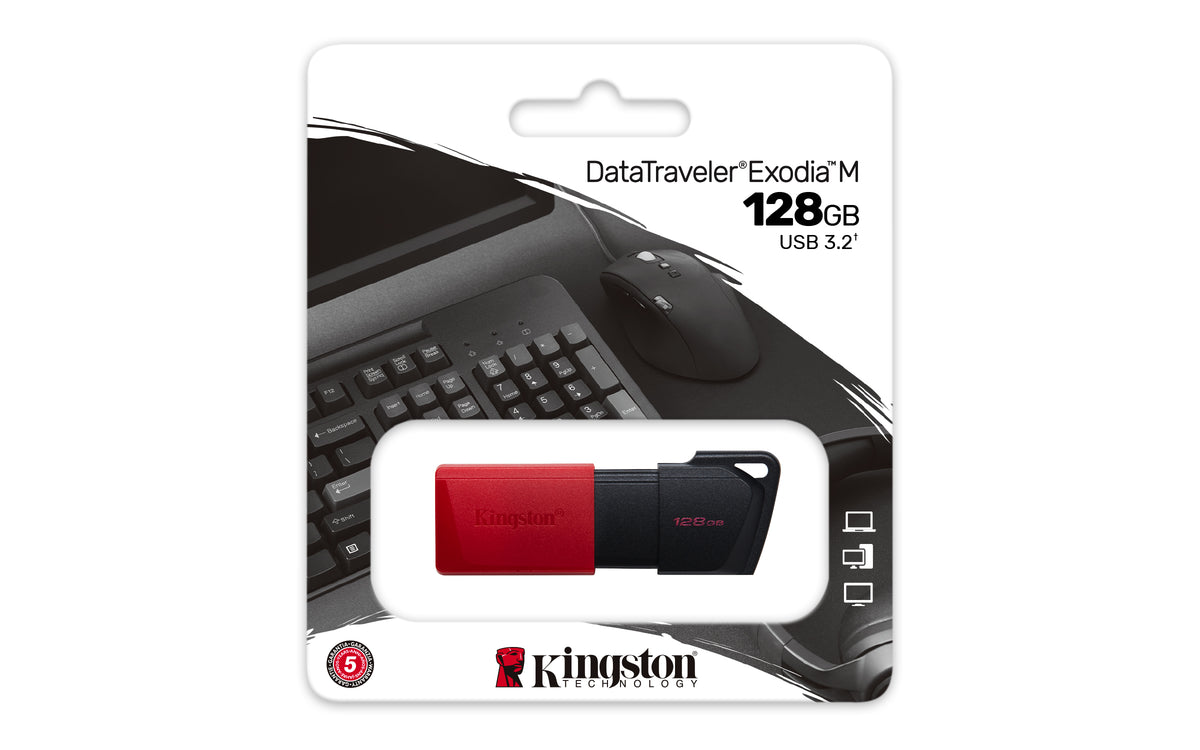 Memoria USB Kingston DataTraveler Exodia M 128GB USB 3.2 Gen1 Color Negro-Rojo