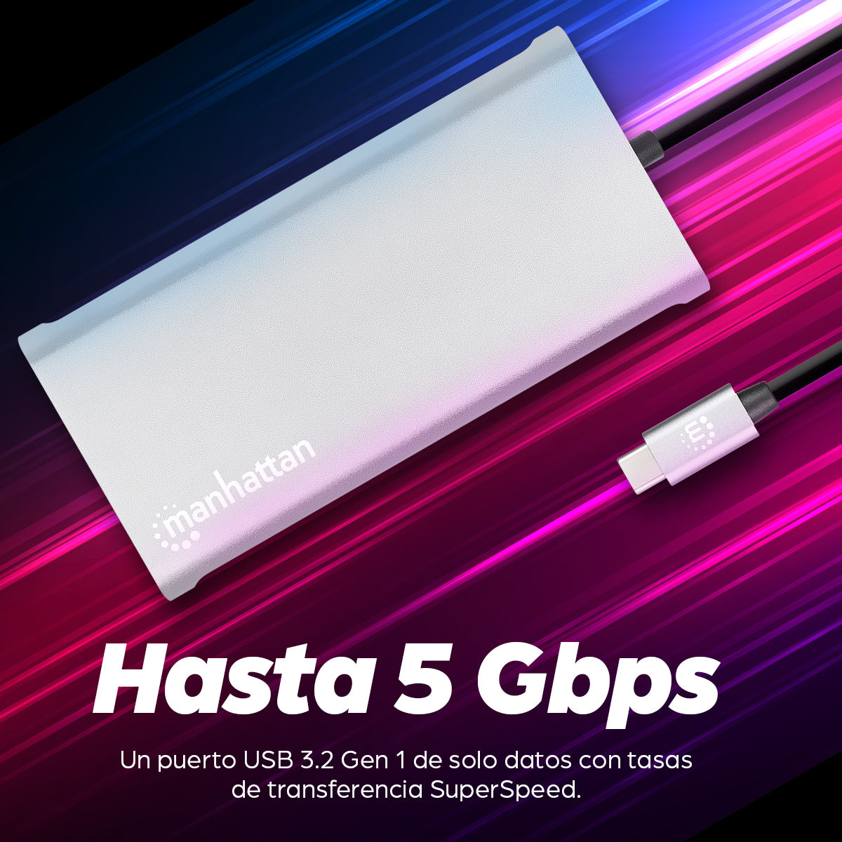 Docking Manhattan USB-C para Triple Monitor HDMI/USB-C/PD/SD/micro SD