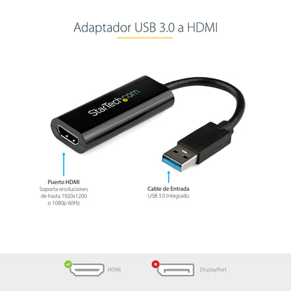 StarTech.com USB32HDES adaptador gráfico USB 1920 x 1200 Pixeles Negro