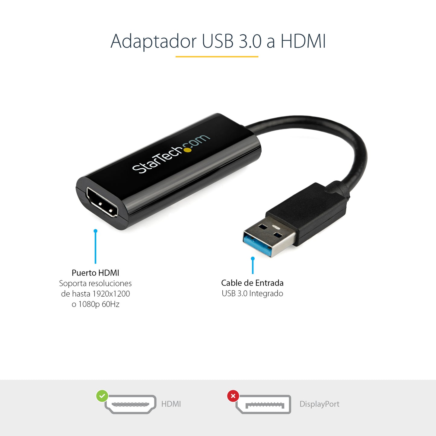 StarTech.com USB32HDES adaptador gráfico USB 1920 x 1200 Pixeles Negro