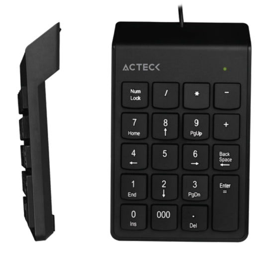 Teclado Numérico Acteck Inspire TN220 Alámbrico Delgado y Compacto USB Color Negro