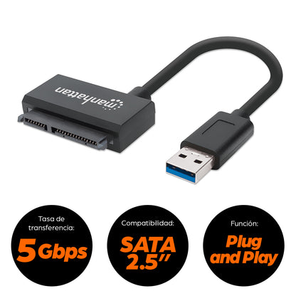 Adaptador Manhattan USB 3.0 a HDD SATA 2.5" Super Velocidad