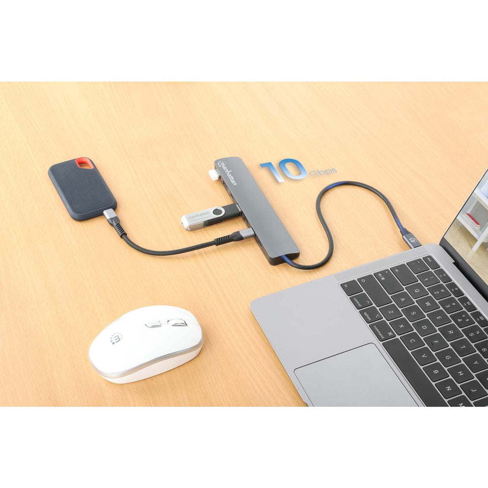 Manhattan 181167 base para laptop o replicador de puertos Alámbrico USB 3.2 Gen 2 (3.1 Gen 2) Type-C Gris