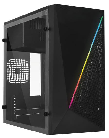 Gabinete Acteck Kioto GC460 Mini Torre con Fuente 500W Micro ATX/Mini ITX Acrílico RGB USB 3.0 Color Negro