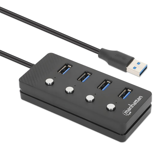 Manhattan Hub USB 3.2 con 4 puertos Tipo-A e interruptor por puerto