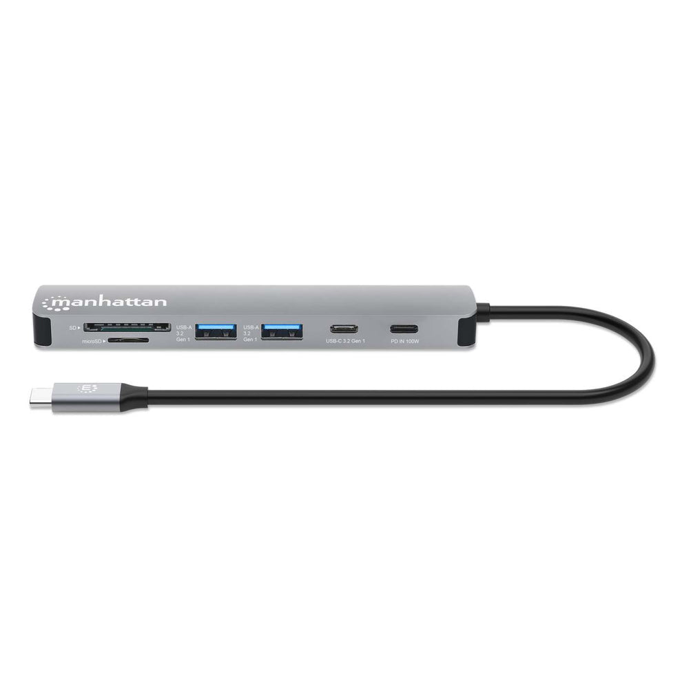 Docking USB-C Manhattan 7 puertos HDMI 2xUSB-A USB-C Datos PD Lector