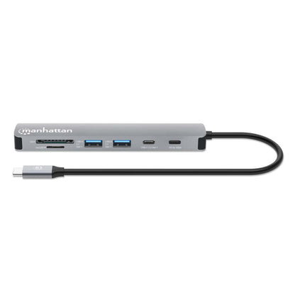 Docking USB-C Manhattan 7 puertos HDMI 2xUSB-A USB-C Datos PD Lector