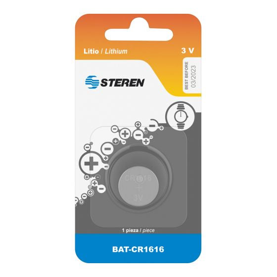 Pilas Steren de Litio Tipo Botón CR1632 3Vcc 55mAh Uso en Relojes