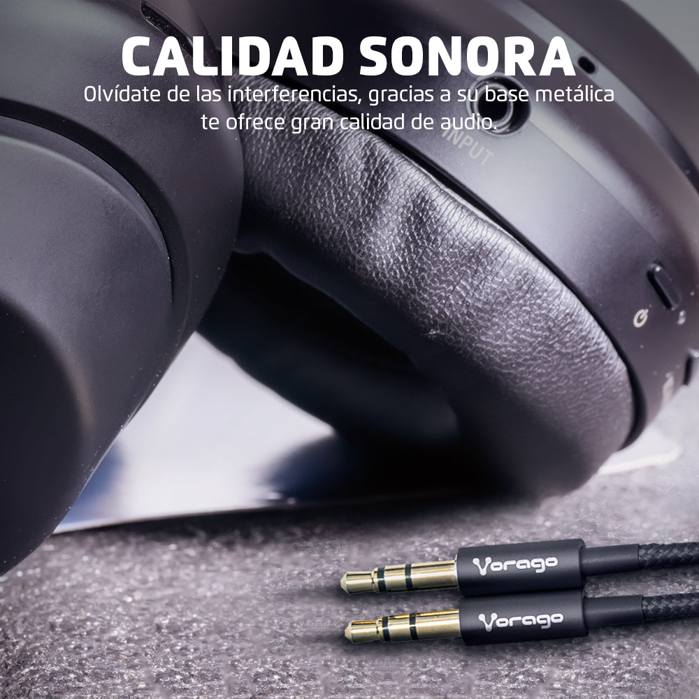 Cable Vorago CAB-115 Audio Auxiliar 3.5mm Metálico 1m Color