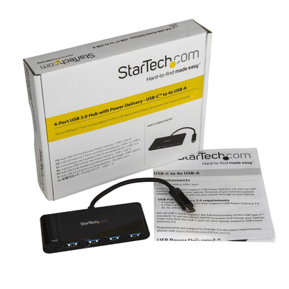 StarTech.com HB30C4AFPD nodo concentrador USB 3.2 Gen 1 (3.1 Gen 1) Type-C 5000 Mbit/s Negro
