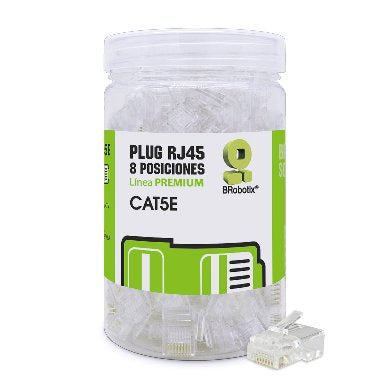 Plug RJ45 BRobotix 263786 Cat5e UTP con contactos chapados en oro, bote de 100 piezas