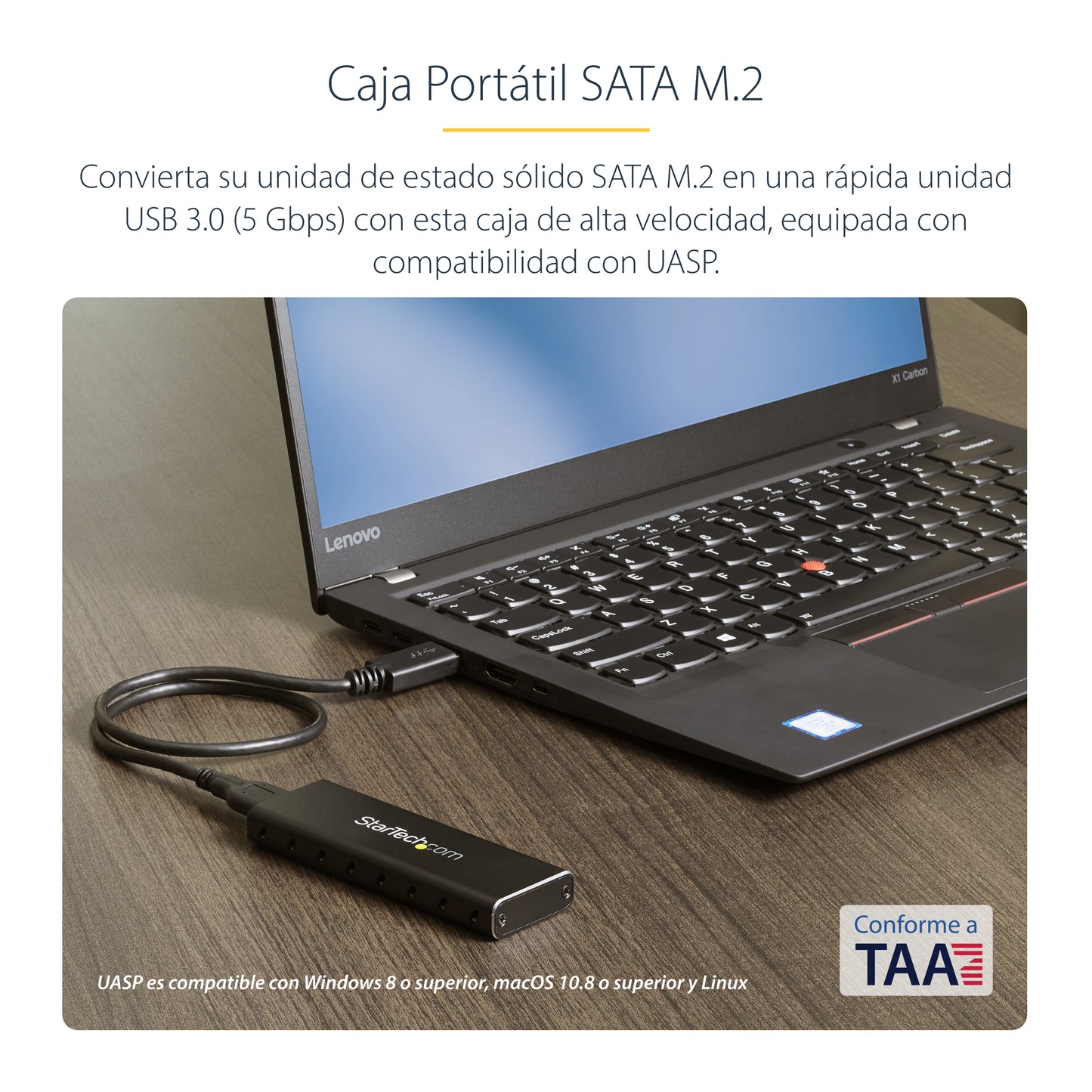 StarTech.com SM2NGFFMBU33 caja para disco duro externo Carcasa para SSD Negro