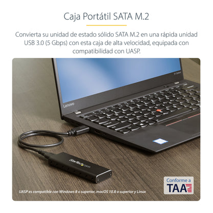 StarTech.com SM2NGFFMBU33 caja para disco duro externo Carcasa para SSD Negro