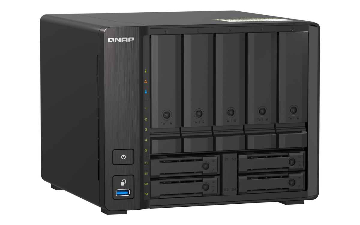 QNAP TS-h973AX NAS Tower Ryzen Embedded V1500B 8 GB DDR4 0 TB QuTS hero Negro