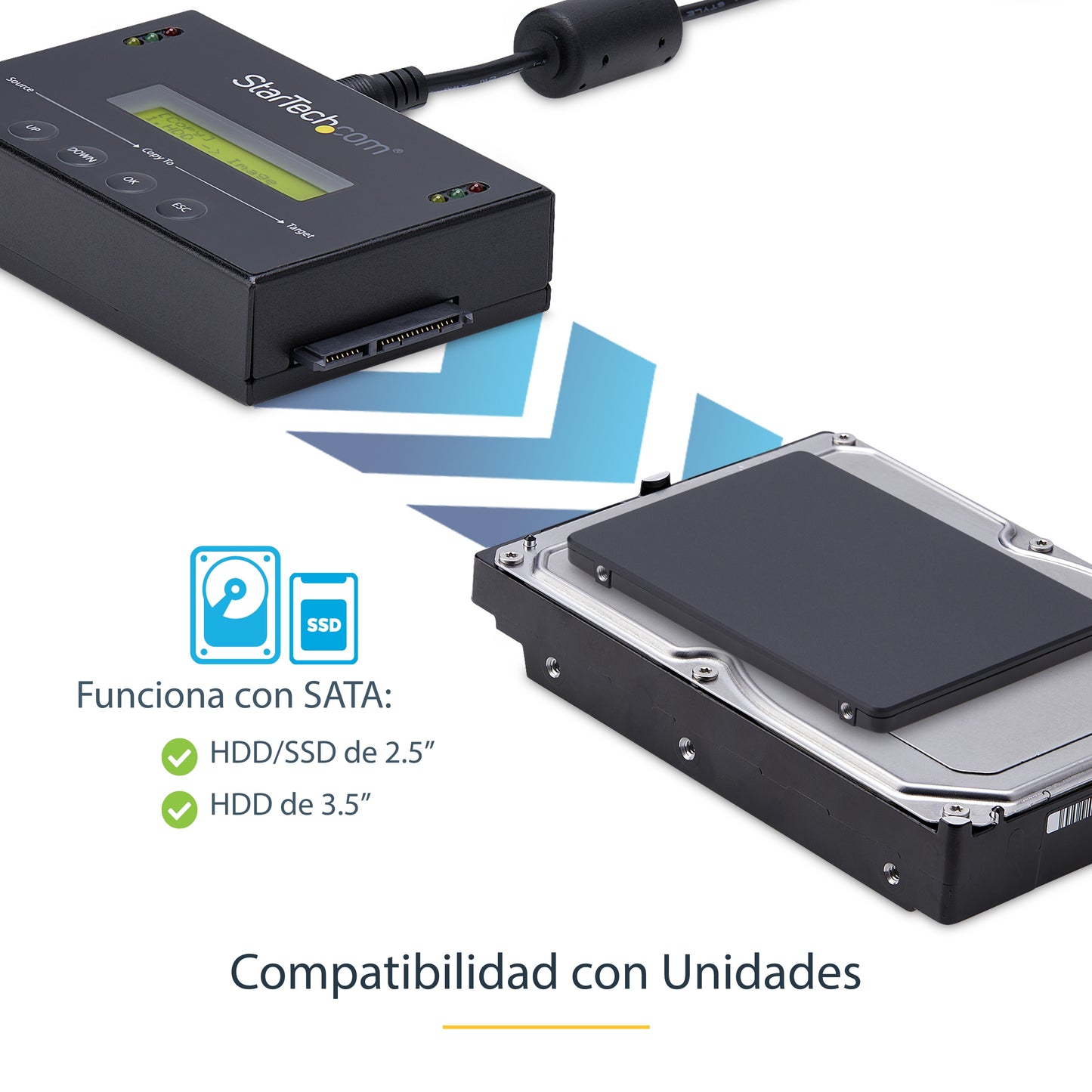 StarTech.com SATDUP11IMG duplicador de datos o soporte Duplicador de HDD/SSD Negro