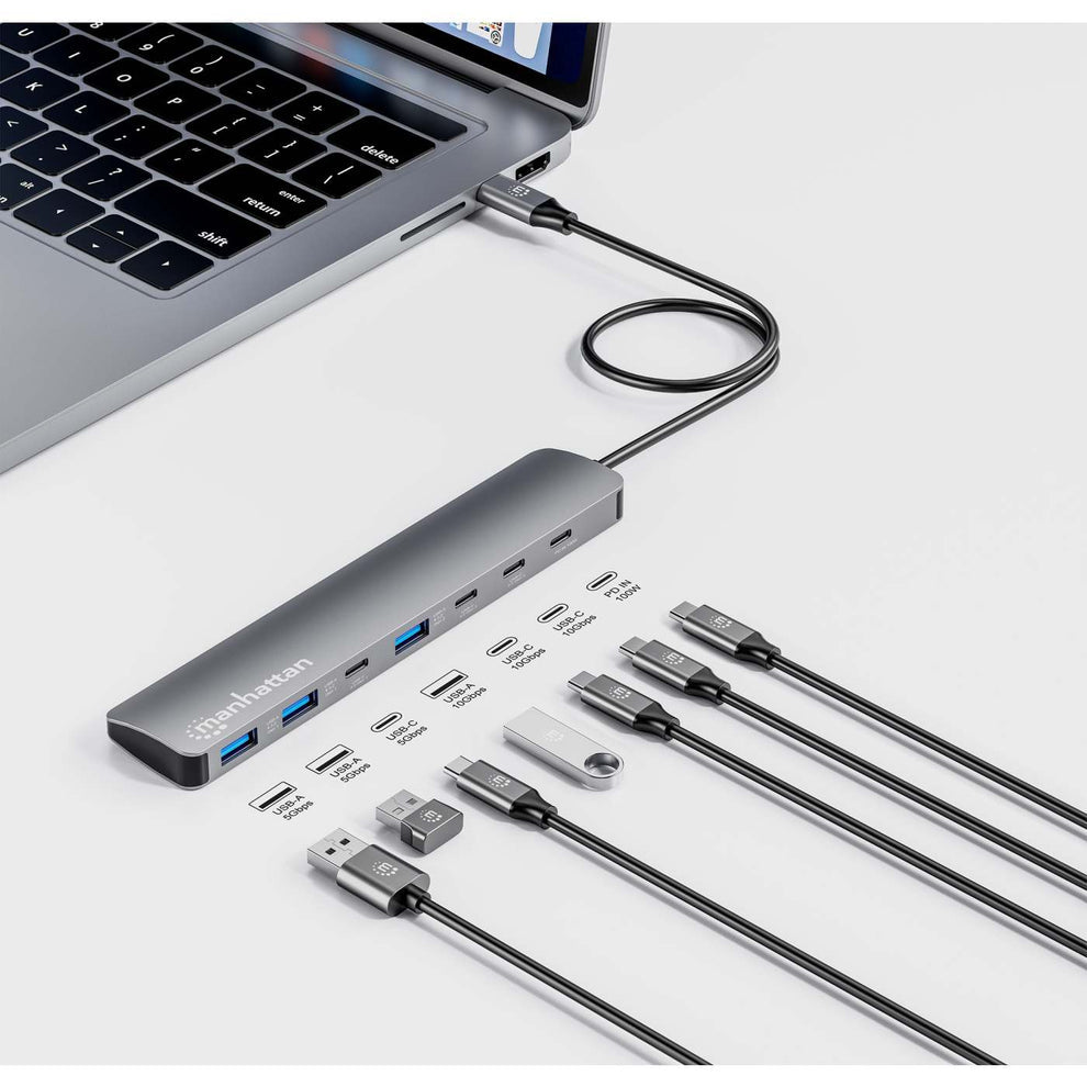 Manhattan 181167 base para laptop o replicador de puertos Alámbrico USB 3.2 Gen 2 (3.1 Gen 2) Type-C Gris