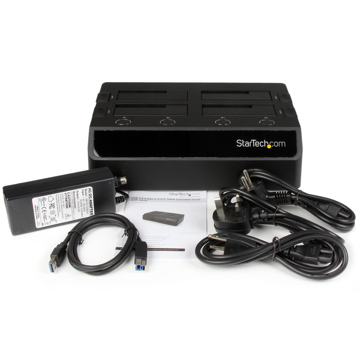 StarTech.com SDOCK4U33 base de conexión para disco duro USB 3.2 Gen 1 (3.1 Gen 1) Type-B Negro