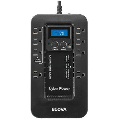 CyberPower EC650LCD sistema de alimentación ininterrumpida (UPS) En espera (Fuera de línea) 0.65 kVA 390 W 8 salidas AC